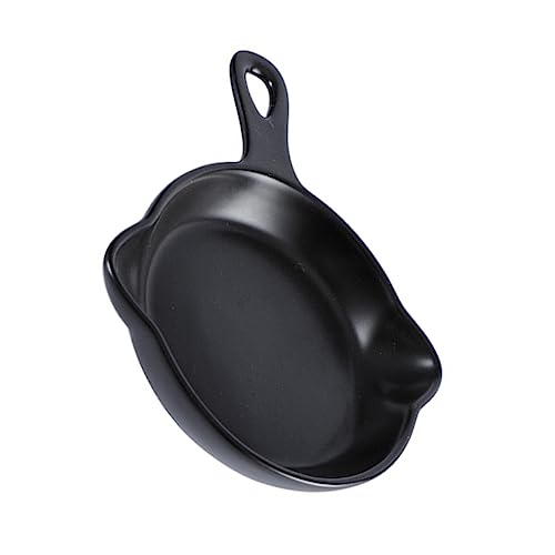 Cabilock Warming Trays Pizza Baking Pan Glass Cake Pan Bread Loaf Pan Ceramic Microwave Plates Snack Plate Ceramic Dish with Handle Ceramic Tableware Bakeware Oven Steak Plate Black Platter