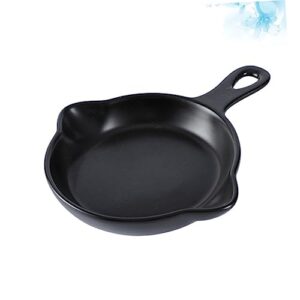 Cabilock Warming Trays Pizza Baking Pan Glass Cake Pan Bread Loaf Pan Ceramic Microwave Plates Snack Plate Ceramic Dish with Handle Ceramic Tableware Bakeware Oven Steak Plate Black Platter