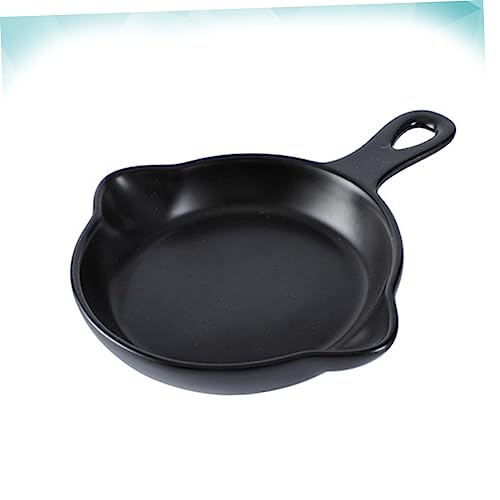 Cabilock Warming Trays Pizza Baking Pan Glass Cake Pan Bread Loaf Pan Ceramic Microwave Plates Snack Plate Ceramic Dish with Handle Ceramic Tableware Bakeware Oven Steak Plate Black Platter