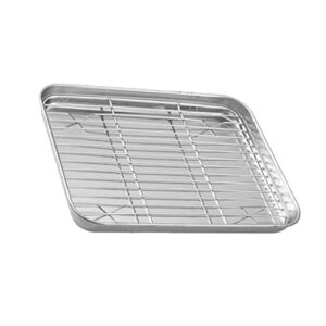 doitool 1 set stainless steel bakeware oven grill rack oven tray bread cooling rack home baking pan oven cookie pan metal baking pan roasting rack drying storage tray baking accessories