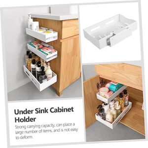 YARNOW Shelf Make up Holder Vessel Sinks Vanity Sink Sliding under Sink Drawer Under Sink Organizer Out Wire Basket Stainless Steel White Slide Out under Sink Rack Telescopic Kitchen Rack