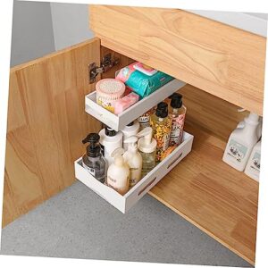 YARNOW Shelf Make up Holder Vessel Sinks Vanity Sink Sliding under Sink Drawer Under Sink Organizer Out Wire Basket Stainless Steel White Slide Out under Sink Rack Telescopic Kitchen Rack