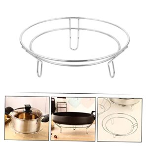 Mobestech Stainless Steel Pot Rack Desktop Tripod Heavy Duty Tripod Stainless Steel Saute Pan Wok Ring for Gas Stove Korean Pot Wok Ring for Electric Stove Stainless Steel Silver Pan Rack