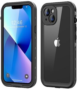dewfoam design for iphone 13 mini waterproof case, shockproof dustproof phone case for iphone 13 mini with screen protector, full body protective case for iphone 13 mini cover 5.4'' (black)