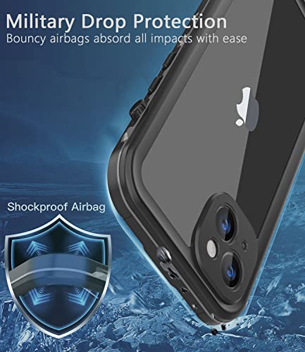Dewfoam Design for iPhone 13 Mini Waterproof Case, Shockproof Dustproof Phone Case for iPhone 13 Mini with Screen Protector, Full Body Protective Case for iPhone 13 Mini Cover 5.4'' (Black)