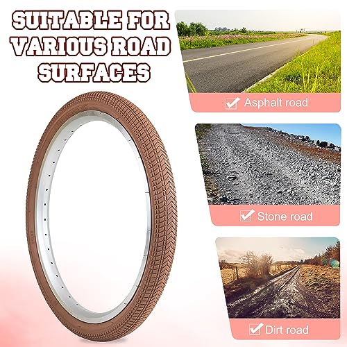 WEEROCK 20 Inch Bicycle Tire 20 * 2.125,Bike Tyre for BMX, MTB Mountain Bike,Child Kid Bike,Tricycle,Crusier Bicycle, Brown