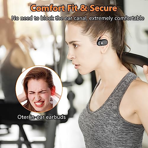 JQQLKJOE Open Ear Air Conduction Headphones,Wireless Sports Earbuds with Mic– 130° Adjustable,Open Ear Headphones Wireless Bluetooth for Music/Gaming/Running/Working