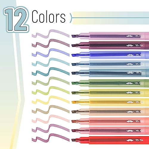Mr. Pen- Aesthetic Highlighters, 12 pcs, Chisel Tip, Highlighters Assorted Colors, Bible Highlighters and Pens No Bleed, Cute Highlighters, No Bleed Highlighters for Bible Pages No Bleed