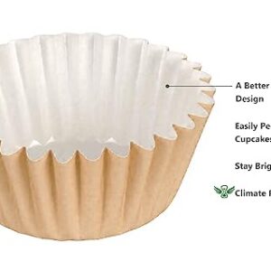 Caperci Grease-Resistant Standard Natural Cupcake Liners 150 Counts - Heavy Duty Paper Muffin Baking Cups, Odorless, No Muffin Pan Needed, Easily Peels (Natural)