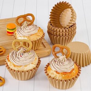 Caperci Grease-Resistant Standard Natural Cupcake Liners 150 Counts - Heavy Duty Paper Muffin Baking Cups, Odorless, No Muffin Pan Needed, Easily Peels (Natural)