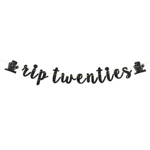 rip twenties banner, happy 30th birthday party supplies, funeral themed 30th birthday party banner, death to my twenties party decorations, black glitter