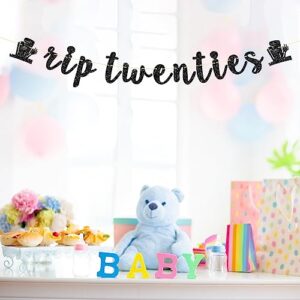 Rip Twenties Banner, Happy 30th Birthday Party Supplies, Funeral Themed 30th Birthday Party Banner, Death to My Twenties Party Decorations, Black Glitter