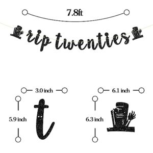 Rip Twenties Banner, Happy 30th Birthday Party Supplies, Funeral Themed 30th Birthday Party Banner, Death to My Twenties Party Decorations, Black Glitter