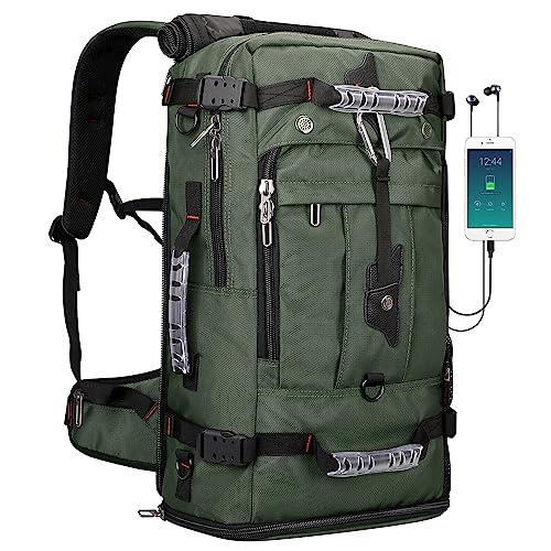 WITZMAN Travel Backpack for Men Convertible Duffle Luggage Bag fit 18 Inch Laptop Carry On Bags for Airplane (B681 Army Green)