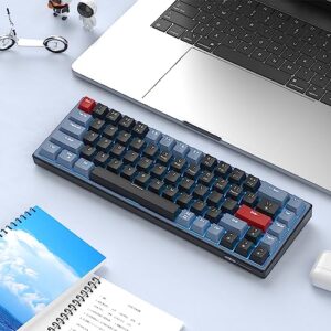 MageGee 60% Mechanical Gaming Keyboard, 68 Keys Hot-Swappable Compact Blue LED Backlit Gaming Keyboard, SKY68 Wired Ergonomic Mini Office Keyboard for Windows PC Gamer (Red Switch, Blue & Black)