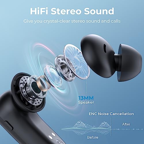 Wireless Earbuds Bluetooth 5.3 Headphones 120Hrs Playtime Wireless Charging Sports Earphones with LED Power Display IPX7 Waterproof Over-Ear Buds with Earhooks Stereo Bass Headset for Workout Running