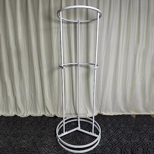 AMSXNOO Floor-Standing Rotating Coat Rack, Portable Double Layer Round Storage Garment Rack, Clothing Display Stand Hanging Apparels Shelf for Bedrooms Boutiques Retail Commercial