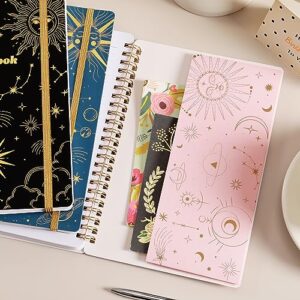 Tersus Spiral Notebook - 3 Pack A5 Lined Journal Notebook, Journals for Women, 6.3" x 8.3", 160 Pages, College Ruled Spiral Notebook with Back Pocket, Elastic Closure for Office, School & Home