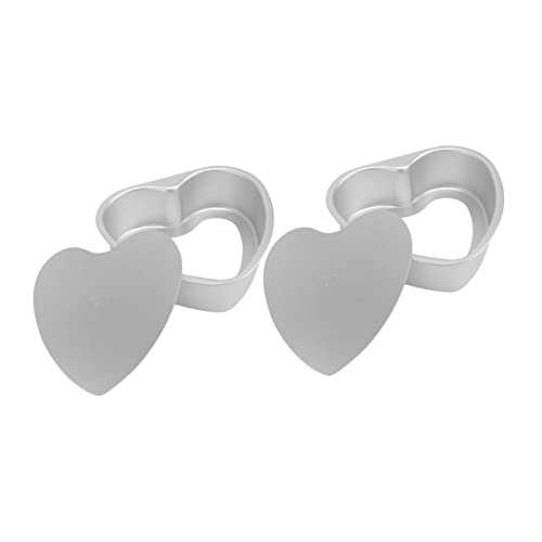 FELTECHELECTR 2pcs Heart Cake Mold Bread Baking Pan Mini Cake Molds Oven Pans Cake Rings Cake Baking Mould Small Cake Pan Cheesecake Pans Removable Bottom Flan Pan Heart Shaped Pot Silver Metal