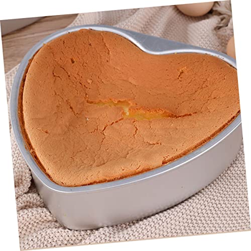 FELTECHELECTR 2pcs Heart Cake Mold Bread Baking Pan Mini Cake Molds Oven Pans Cake Rings Cake Baking Mould Small Cake Pan Cheesecake Pans Removable Bottom Flan Pan Heart Shaped Pot Silver Metal