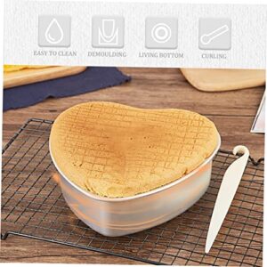 FELTECHELECTR 2pcs Heart Cake Mold Bread Baking Pan Mini Cake Molds Oven Pans Cake Rings Cake Baking Mould Small Cake Pan Cheesecake Pans Removable Bottom Flan Pan Heart Shaped Pot Silver Metal