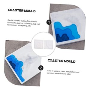 LIGHTAOTAO Ocean Jewelry 2pcs Coaster Mold Square Tray Stencils for Crafts De para Gelatinas Silicone Coasters Wave Coaster Silicone Resin Molds Birthday Present Resin Cup Pad Making Tools