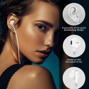 Oceovc iPhone Wired Earbuds with Lighting Connector [No Bluetooth Required/MFi Certified] Built-in Microphone & Volume Control Earphones- iPhone Headphones Compatible with iPhone 14/13/12/SE/11/X/XS