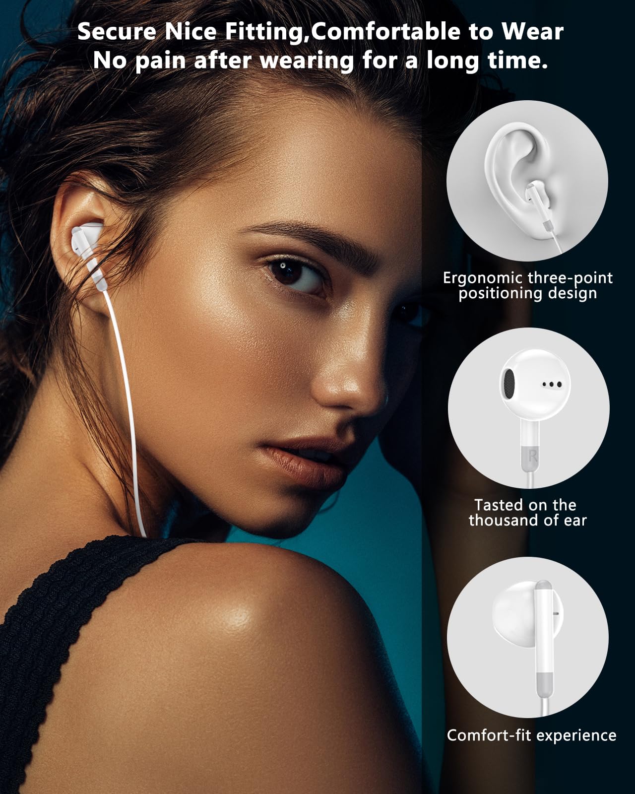 Oceovc iPhone Wired Earbuds with Lighting Connector [No Bluetooth Required/MFi Certified] Built-in Microphone & Volume Control Earphones- iPhone Headphones Compatible with iPhone 14/13/12/SE/11/X/XS