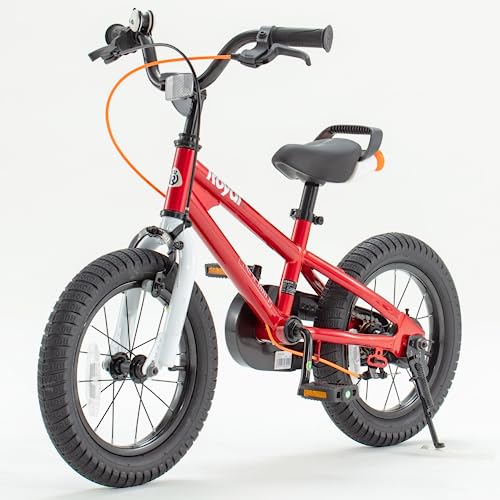 Royalbaby Freestyle 7 Kids Bike Toddlers 14 Inch Wheel Dual Handbrakes Bicycle Beginners Boys Girls Ages 3-5 Years, Kickstand and Water Bottle Included, Red