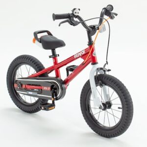 Royalbaby Freestyle 7 Kids Bike Toddlers 14 Inch Wheel Dual Handbrakes Bicycle Beginners Boys Girls Ages 3-5 Years, Kickstand and Water Bottle Included, Red