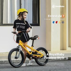 Royalbaby Freestyle 7 Kids Bike Toddlers 14 Inch Wheel Dual Handbrakes Bicycle Beginners Boys Girls Ages 3-5 Years, Kickstand and Water Bottle Included, Red