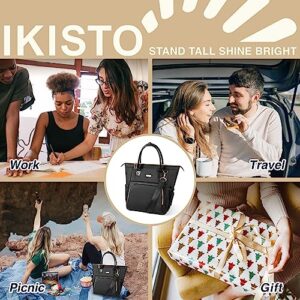 IKISTO Womens Lunch Bags for Work Insulated Lunch Box Lunch Tote Bag Leak Proof Soft Lunch Cooler Modern Lunch Box Portable Adjustable Shoulder Strap Aesthetic Lunchbag (Black)