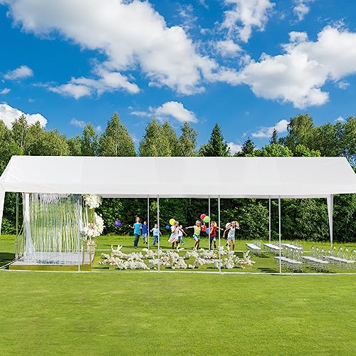 DWVO 16x32 ft Outdoor Heavy Duty Party Tent Wedding Event Shelters Upgraded Galvanized Canopy with Large White Roof, Removable Sidewalls & Storage Bags