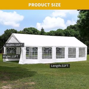 DWVO 16x32 ft Outdoor Heavy Duty Party Tent Wedding Event Shelters Upgraded Galvanized Canopy with Large White Roof, Removable Sidewalls & Storage Bags