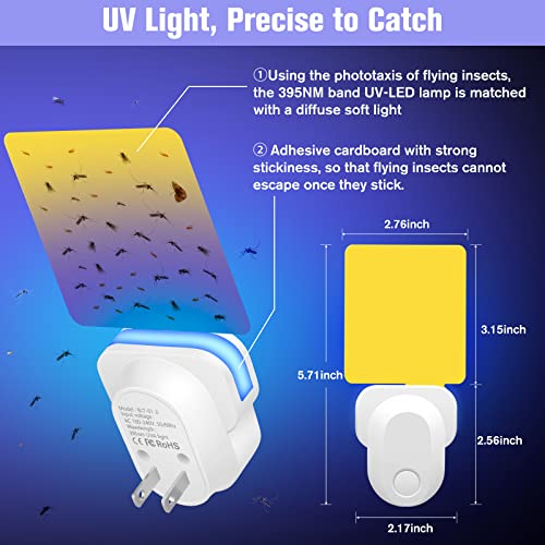 Electric Flying Insect Trap,UV Light Mosquito Trap Gnat Killer Indoor Night Light Plug in Bug Catcher Fruit Fly Traps 2023 Latest Upgrade Flying Insect Trap Plug in Gnat Traps for House Indoor 1 Pack