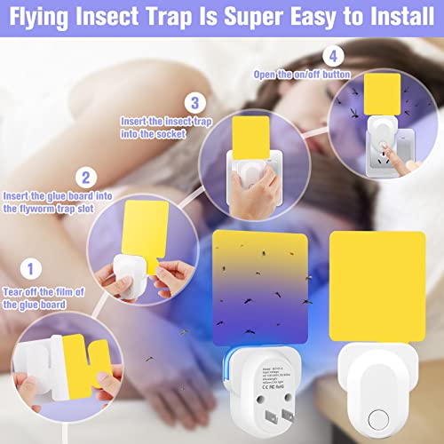 Electric Flying Insect Trap,UV Light Mosquito Trap Gnat Killer Indoor Night Light Plug in Bug Catcher Fruit Fly Traps 2023 Latest Upgrade Flying Insect Trap Plug in Gnat Traps for House Indoor 1 Pack