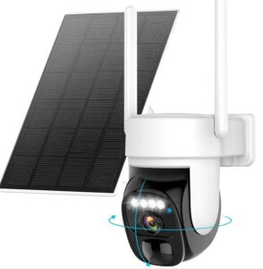 hawkray solar security cameras wireless outdoor ，2k 360° view pan tilt low power consumption wifi security cameras with ai motion detection, two-way audio,color night vision