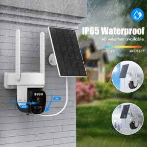 Hawkray Solar Security Cameras Wireless Outdoor ，2K 360° View Pan Tilt Low Power Consumption WiFi Security Cameras with AI Motion Detection, Two-Way Audio,Color Night Vision