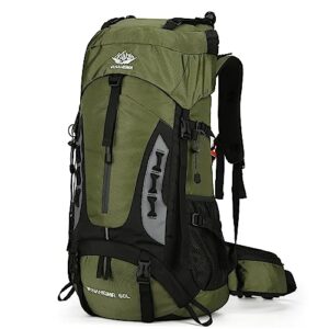 esup 60l hiking backpack men camping backpack with rain cover lightweight backpacking backpack travel backpack (army green)
