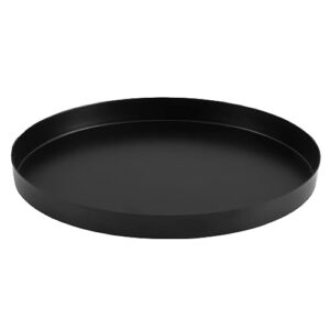 black round metal candle holder tray, decorative serving tray for modern farmhouse home decorations (11.8")