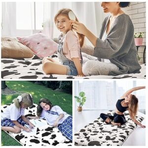 Leinuosen Japanese Floor Mattress Cow Print Futon Mattress Twin Thicken Tatami Mat Couch Sleeping Pad Foldable Roll up Bed Mattress with Portable Storage Bag for Camping Boys Girls Dormitory