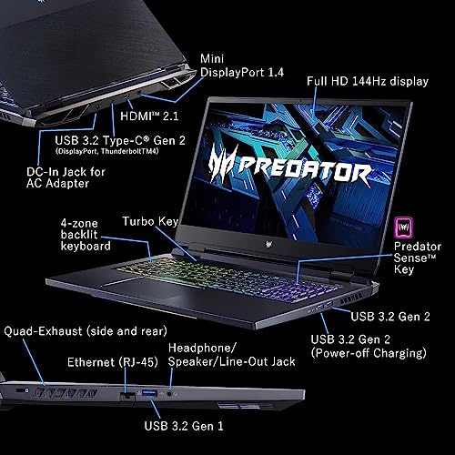 Acer Predator Helios 300, 2023 Newest Gaming Laptop, 15.6 inch FHD IPS 165Hz Display, 14 Core Intel Core i7-12700H(up to 4.7 GHz), NVIDIA GeForce RTX 3060, 16GB DDR5 RAM, 1TB SSD, Windows 11 Home