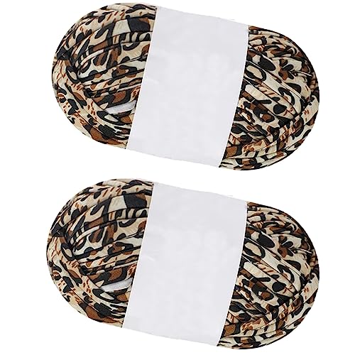 2 Rolls DIY T-Shirt Yarn Elastic Fabric Cloth Yarn Spaghetti Yarn Knitting Crochet Projects Leopard