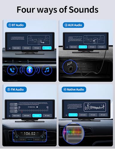 9.3" Portable Car Stereo with Adjustable 4K Dash Cam, ADAS, Wireless Apple Carplay and Android Auto, Touchscreen Handsfree Phone Mirroring