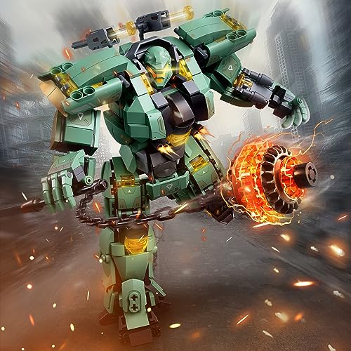 HIGH GODO Transforming Mech Robot Building Blocks Set,Destroy Warrior City Action Mech Model Building Kit, 542 PCS Cool Robots Toys Gift for Adults and Kids Boys 6 7 8 10+, Compatible with Lego