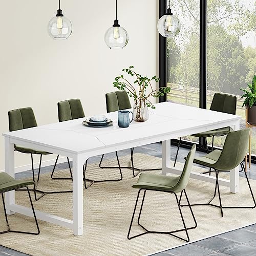 Tribesigns 78.7"x39.4" Dining Table, Industrial Kitchen Table for 6-8 Person, Rectangular Dinner Table for Dining Room Kitchen Living Room, with Heavy Duty Metal Legs, White