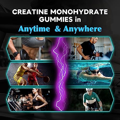 duwhot Sugar Free Creatine Monohydrate Gummies 5g for Men & Women, Chewables Creatine Monohydrate for Muscle Growth & Recovery, Vegan, Mixberry Flavor, 120 Count