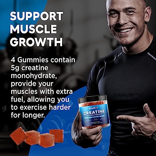 duwhot Sugar Free Creatine Monohydrate Gummies 5g for Men & Women, Chewables Creatine Monohydrate for Muscle Growth & Recovery, Vegan, Mixberry Flavor, 120 Count