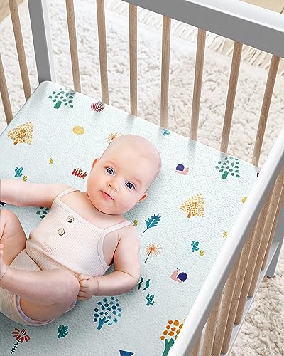 Mini Crib Mattress, 38 x 24 Mini Mattress for Crib with Washable Soft Jacquard Cover Fits for Mini and Portable Cribs, Dual Sided with Firm Support and Comfort Memory Foam, Woodland Animal Pattern