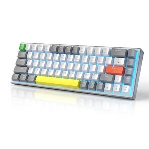 MageGee 60% Mechanical Gaming Keyboard, 68 Keys Hot-Swappable Compact Blue LED Backlit Gaming Keyboard, SKY68 Wired Ergonomic Mini Office Keyboard for Windows PC Gamer (Red Switch, Gray & White)